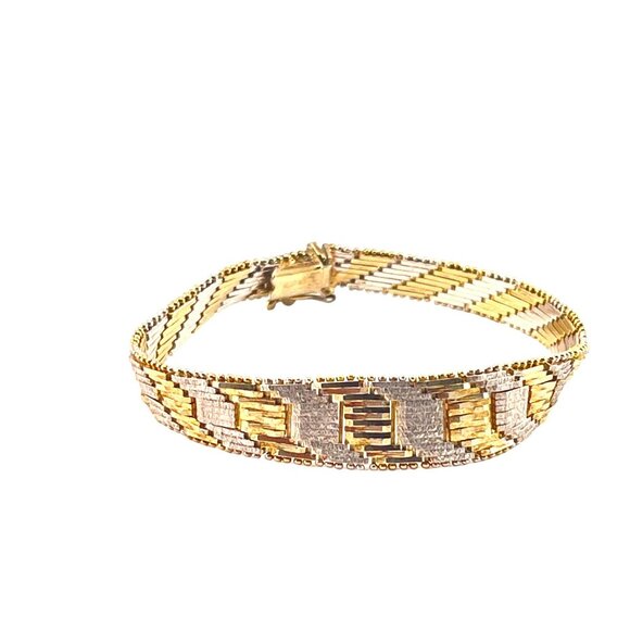 Milor Two Tone Gold Vermeil Silver Bracelet With Intricate Woven Design - Picture 4 of 8